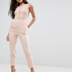 Soft pink Lace Top Jumpsuit